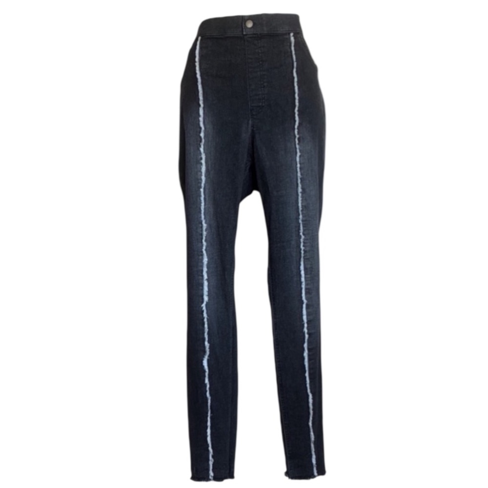 ZEZA B Jeans, Black, Fringe, Skinny, High-Waisted, Stretchy, Pull-on. XL - Picture 3 of 17